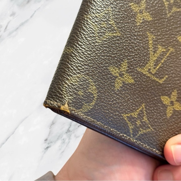 Louis Vuitton Monogram Mens Bifold Wallet with Coin Pocket Brown 90s - Picture 5 of 13